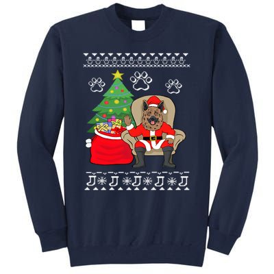 German Shepherd Santa Ugly Christmas Tall Sweatshirt