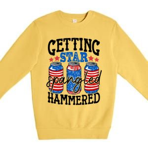 Getting Star Spangled Hammered Funny 4th Of July Patriotic Cute Gift Premium Crewneck Sweatshirt