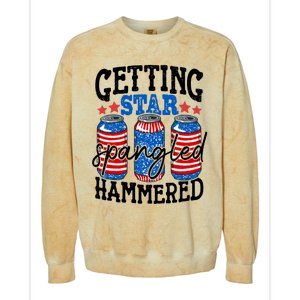 Getting Star Spangled Hammered Funny 4th Of July Patriotic Cute Gift Colorblast Crewneck Sweatshirt