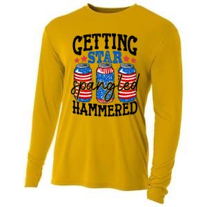 Getting Star Spangled Hammered Funny 4th Of July Patriotic Cute Gift Cooling Performance Long Sleeve Crew