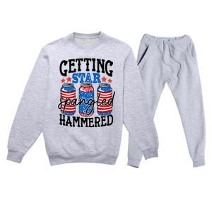 Getting Star Spangled Hammered Funny 4th Of July Patriotic Cute Gift Premium Crewneck Sweatsuit Set