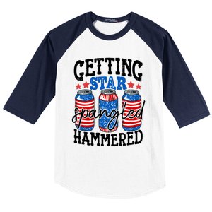 Getting Star Spangled Hammered Funny 4th Of July Patriotic Cute Gift Baseball Sleeve Shirt