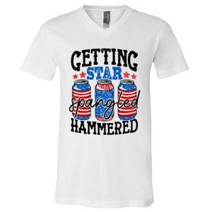 Getting Star Spangled Hammered Funny 4th Of July Patriotic Cute Gift V-Neck T-Shirt