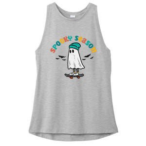 Ghost Skateboard Spooky Season Retro Halloween Costume Ladies PosiCharge Tri-Blend Wicking Tank