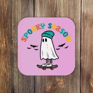 Ghost Skateboard Spooky Season Retro Halloween Costume Coaster