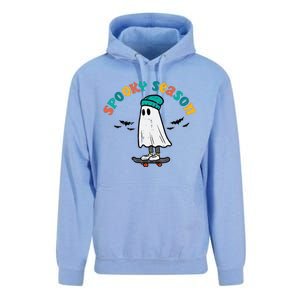 Ghost Skateboard Spooky Season Retro Halloween Costume Unisex Surf Hoodie