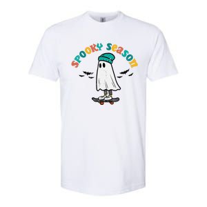 Ghost Skateboard Spooky Season Retro Halloween Costume Softstyle CVC T-Shirt