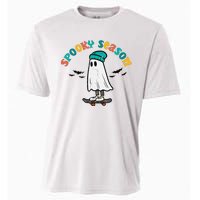 Ghost Skateboard Spooky Season Retro Halloween Costume Cooling Performance Crew T-Shirt