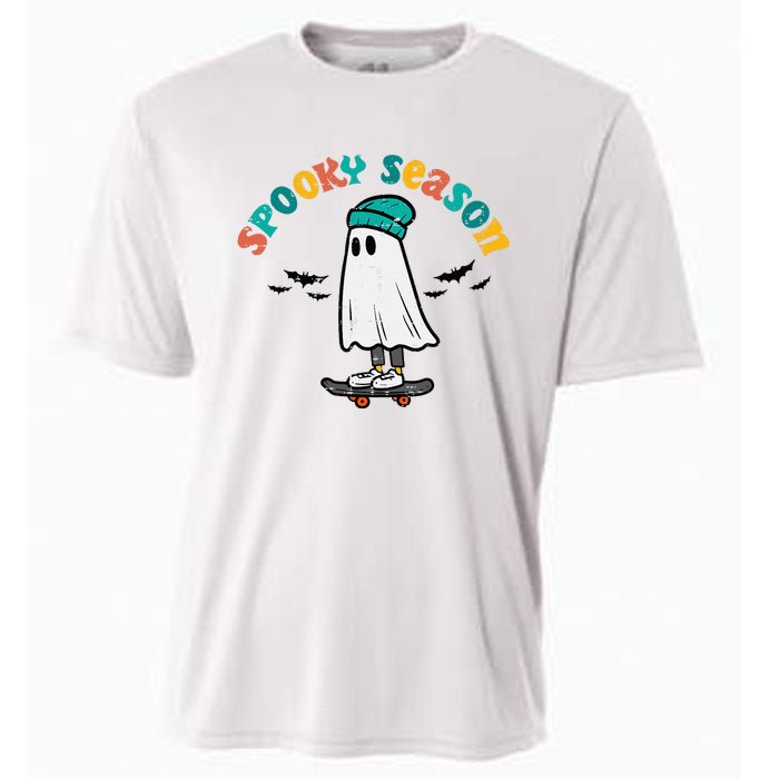 Ghost Skateboard Spooky Season Retro Halloween Costume Cooling Performance Crew T-Shirt