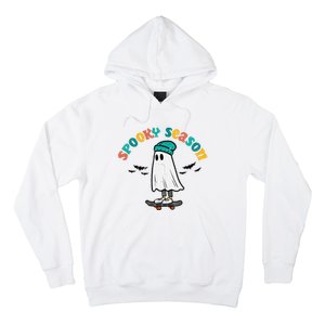 Ghost Skateboard Spooky Season Retro Halloween Costume Hoodie