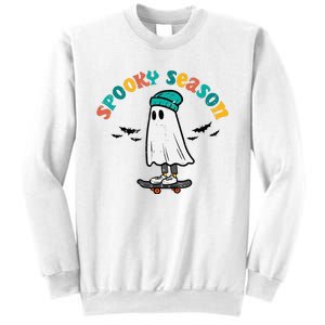 Ghost Skateboard Spooky Season Retro Halloween Costume Sweatshirt