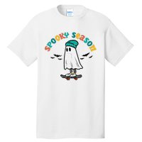 Ghost Skateboard Spooky Season Retro Halloween Costume Tall T-Shirt