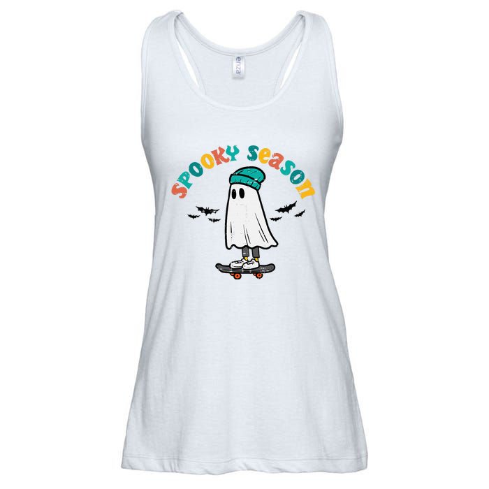 Ghost Skateboard Spooky Season Retro Halloween Costume Ladies Essential Flowy Tank