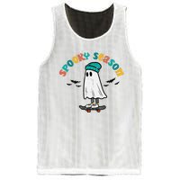 Ghost Skateboard Spooky Season Retro Halloween Costume Mesh Reversible Basketball Jersey Tank