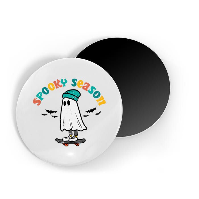 Ghost Skateboard Spooky Season Retro Halloween Costume Magnet