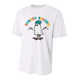 Ghost Skateboard Spooky Season Retro Halloween Costume Performance Sprint T-Shirt