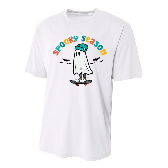 Ghost Skateboard Spooky Season Retro Halloween Costume Performance Sprint T-Shirt