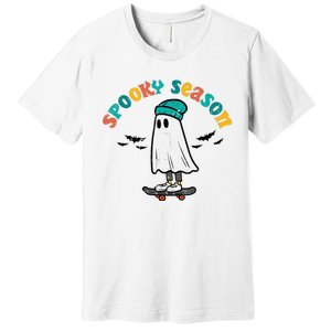 Ghost Skateboard Spooky Season Retro Halloween Costume Premium T-Shirt