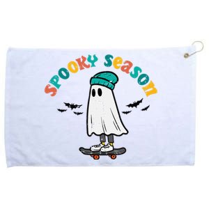 Ghost Skateboard Spooky Season Retro Halloween Costume Grommeted Golf Towel