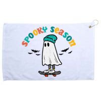 Ghost Skateboard Spooky Season Retro Halloween Costume Grommeted Golf Towel