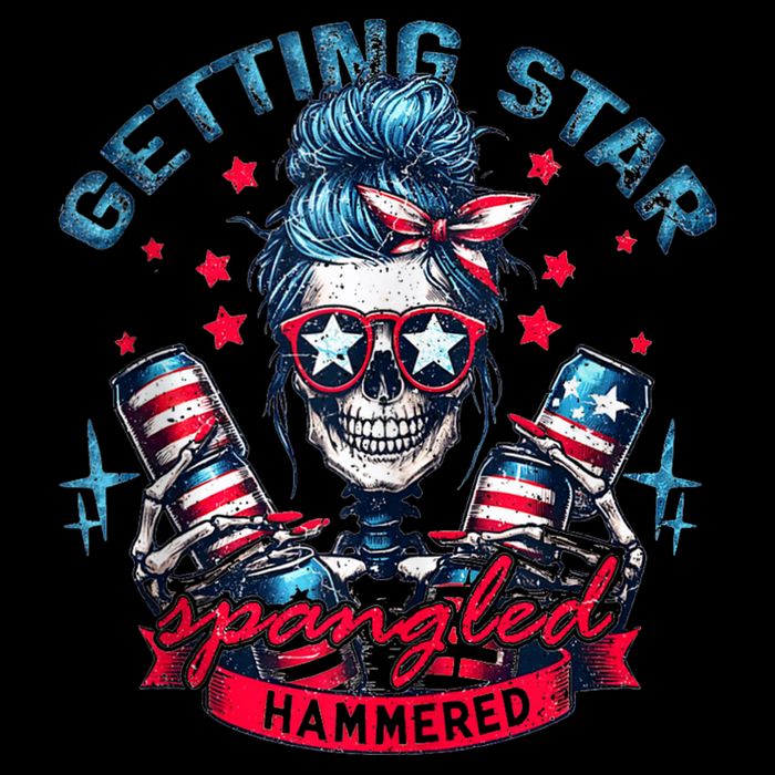 Getting Star Spangled Hammered Skeleton 4th Of July 16oz Travel Tumbler