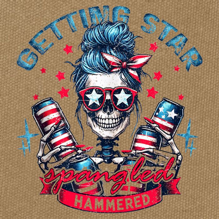 Getting Star Spangled Hammered Skeleton 4th Of July Cotton Canvas Backpack
