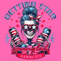 Getting Star Spangled Hammered Skeleton 4th Of July Stripe Pom Pom Beanie