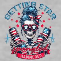 Getting Star Spangled Hammered Skeleton 4th Of July Ladies PosiCharge Tri-Blend Wicking Tank