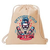 Getting Star Spangled Hammered Skeleton 4th Of July Drawstring Bag