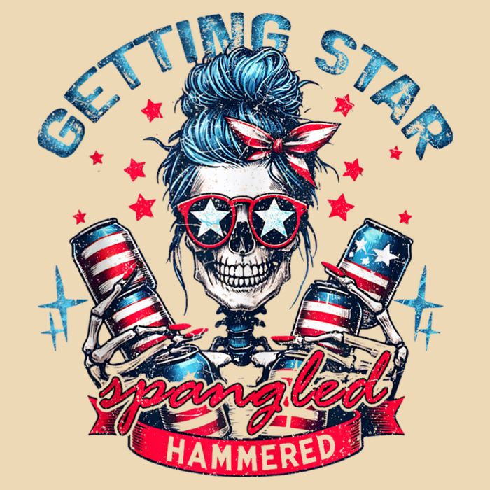 Getting Star Spangled Hammered Skeleton 4th Of July Drawstring Bag