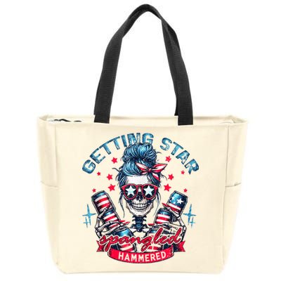 Getting Star Spangled Hammered Skeleton 4th Of July Zip Tote Bag