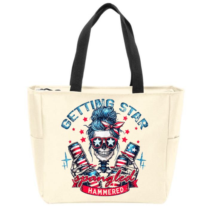 Getting Star Spangled Hammered Skeleton 4th Of July Zip Tote Bag