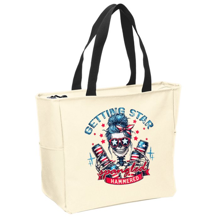 Getting Star Spangled Hammered Skeleton 4th Of July Zip Tote Bag