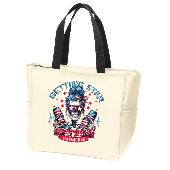 Getting Star Spangled Hammered Skeleton 4th Of July Zip Tote Bag