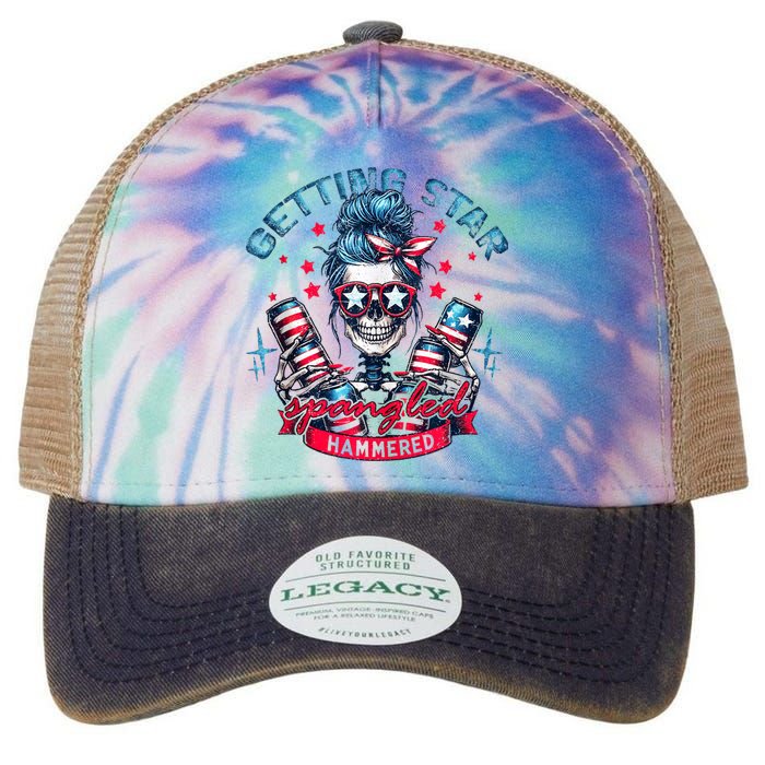 Getting Star Spangled Hammered Skeleton 4th Of July Legacy Tie Dye Trucker Hat