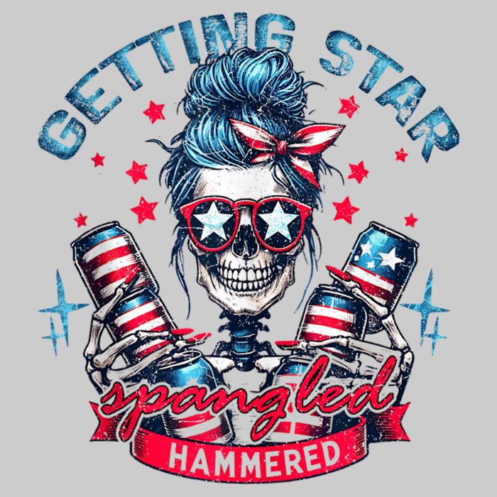 Getting Star Spangled Hammered Skeleton 4th Of July Tie-Dye T-Shirt