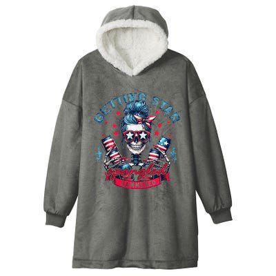 Getting Star Spangled Hammered Skeleton 4th Of July Hooded Wearable Blanket