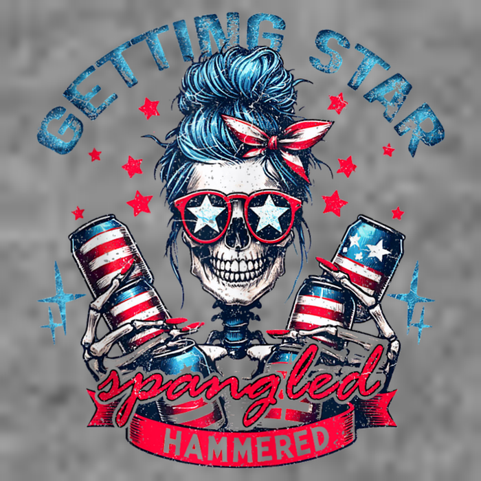 Getting Star Spangled Hammered Skeleton 4th Of July Hooded Wearable Blanket