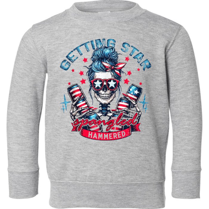 Getting Star Spangled Hammered Skeleton 4th Of July Toddler Sweatshirt