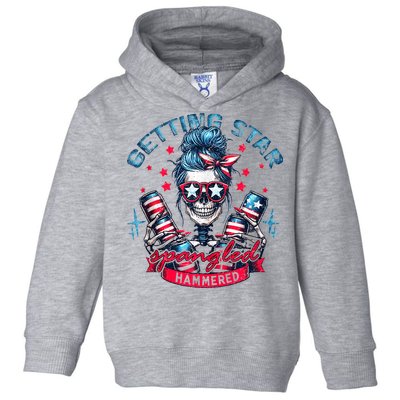 Getting Star Spangled Hammered Skeleton 4th Of July Toddler Hoodie