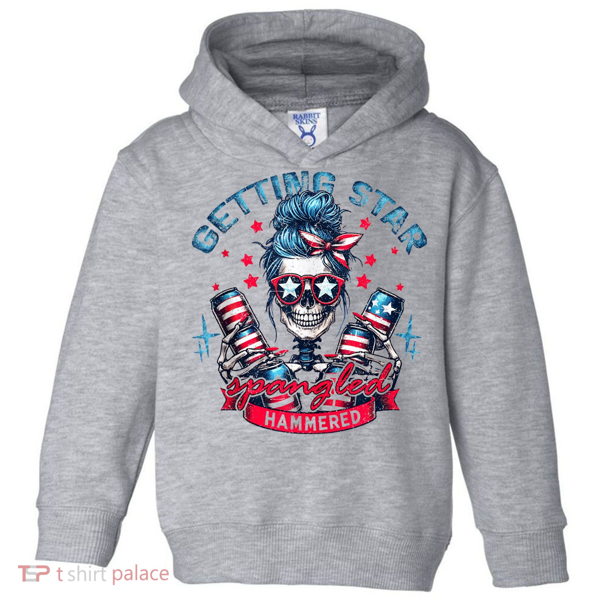 Getting Star Spangled Hammered Skeleton 4th Of July Toddler Hoodie