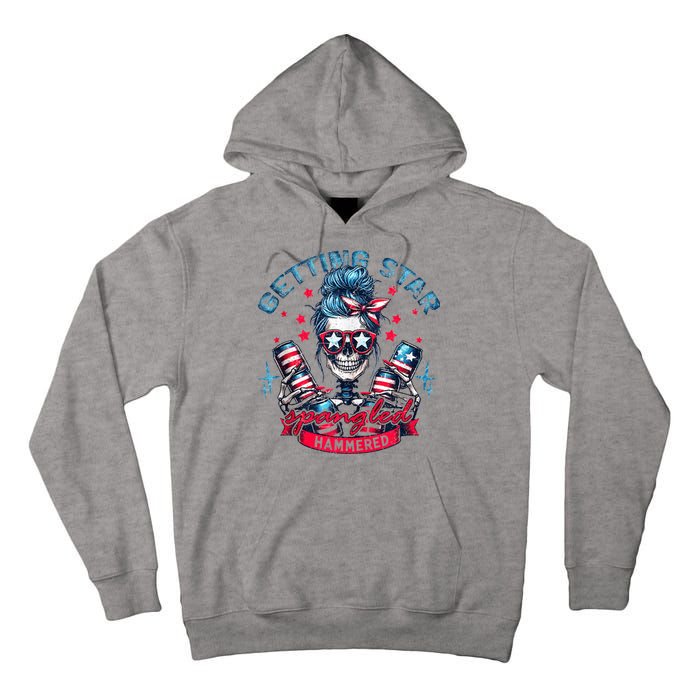 Getting Star Spangled Hammered Skeleton 4th Of July Tall Hoodie