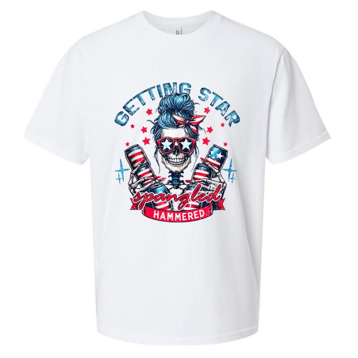 Getting Star Spangled Hammered Skeleton 4th Of July Sueded Cloud Jersey T-Shirt