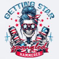Getting Star Spangled Hammered Skeleton 4th Of July Sueded Cloud Jersey T-Shirt