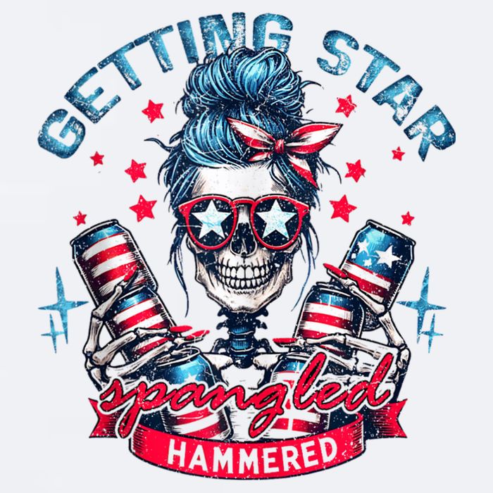 Getting Star Spangled Hammered Skeleton 4th Of July Sueded Cloud Jersey T-Shirt