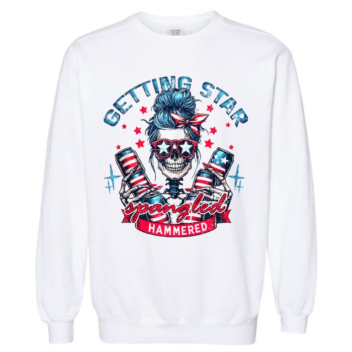 Getting Star Spangled Hammered Skeleton 4th Of July Garment-Dyed Sweatshirt