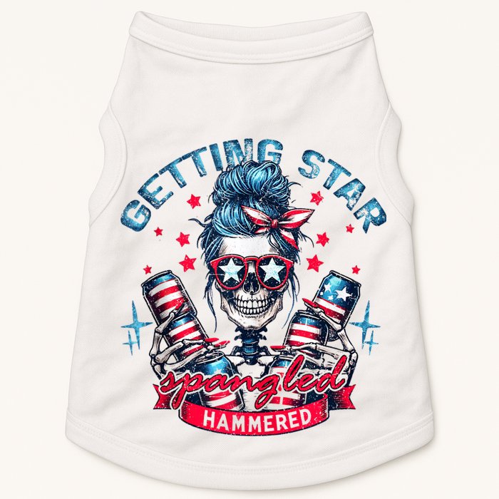 Getting Star Spangled Hammered Skeleton 4th Of July Doggie Tank