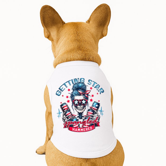 Getting Star Spangled Hammered Skeleton 4th Of July Doggie Tank