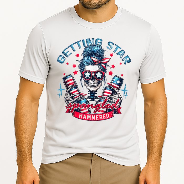 Getting Star Spangled Hammered Skeleton 4th Of July Performance Shirt
