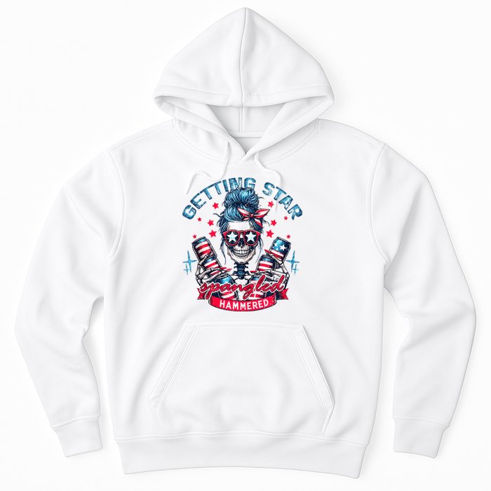 Getting Star Spangled Hammered Skeleton 4th Of July Hoodie